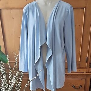 Gretchen Scott Faux Suede Waterfall Cardigan Light Bkue Size XL